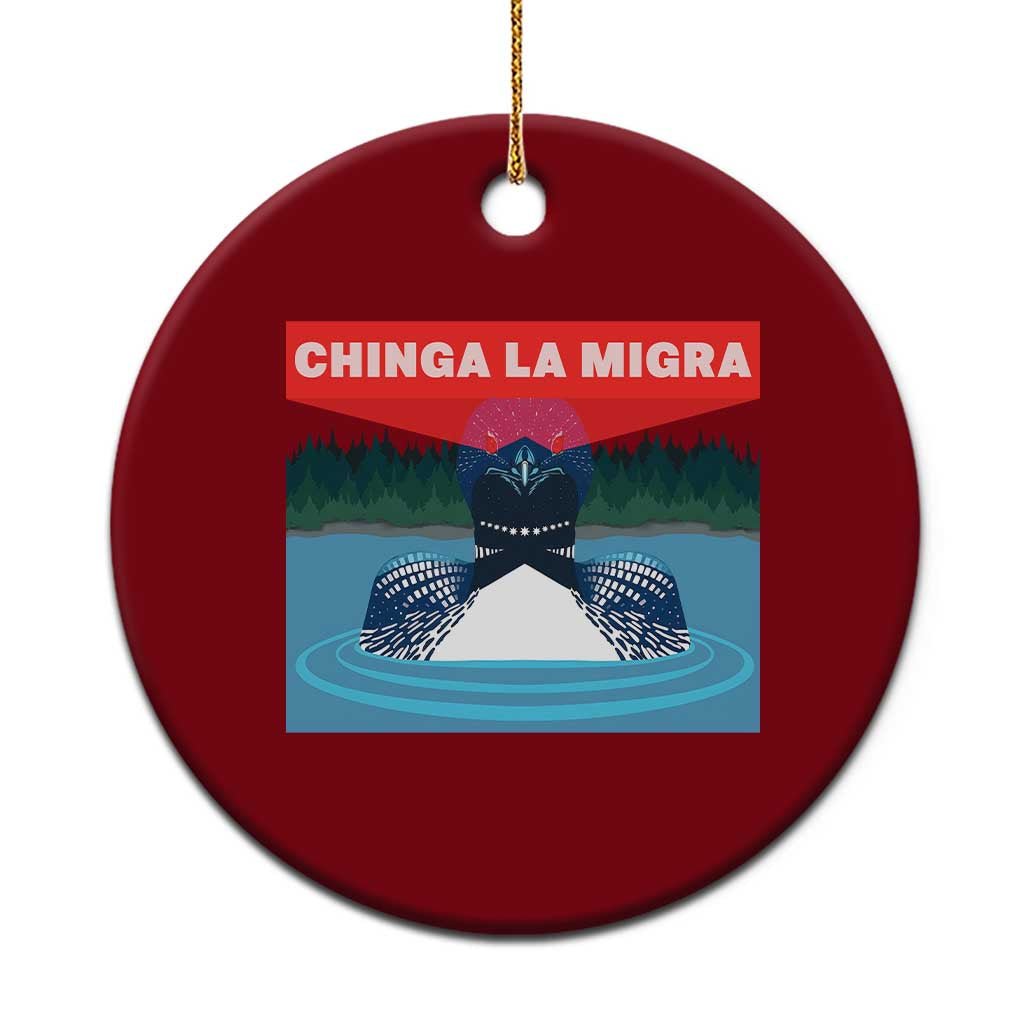 Chinga La Migra Red Eye Laser Loon Ceramic Ornament Political Resist Ice Minnesota Protest