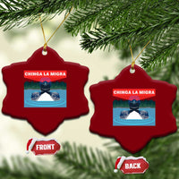 Chinga La Migra Red Eye Laser Loon Ceramic Ornament Political Resist Ice Minnesota Protest