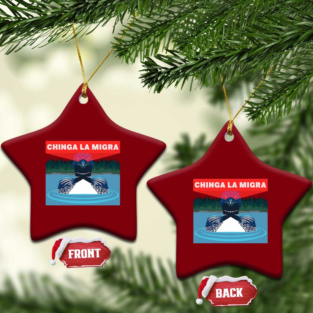Chinga La Migra Red Eye Laser Loon Ceramic Ornament Political Resist Ice Minnesota Protest