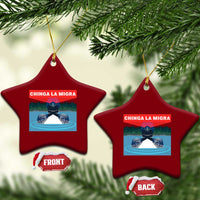 Chinga La Migra Red Eye Laser Loon Ceramic Ornament Political Resist Ice Minnesota Protest