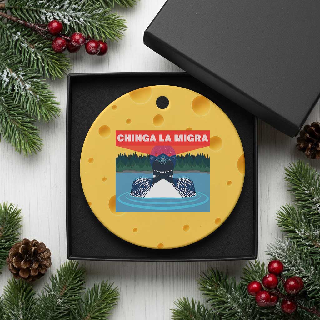 Chinga La Migra Red Eye Laser Loon Ceramic Ornament Political Resist Ice Minnesota Protest