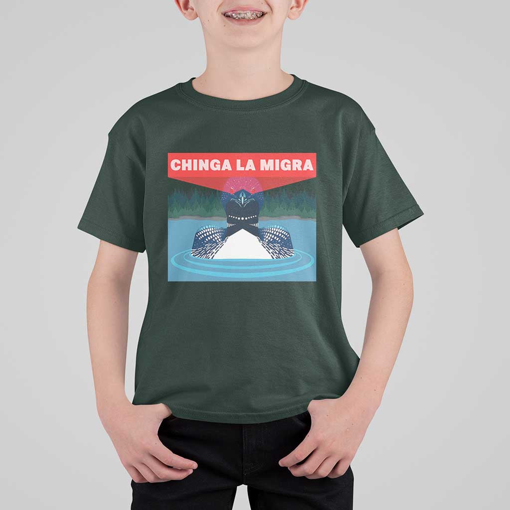 Chinga La Migra Red Eye Laser Loon T Shirt For Kid Political Resist Ice Minnesota Protest