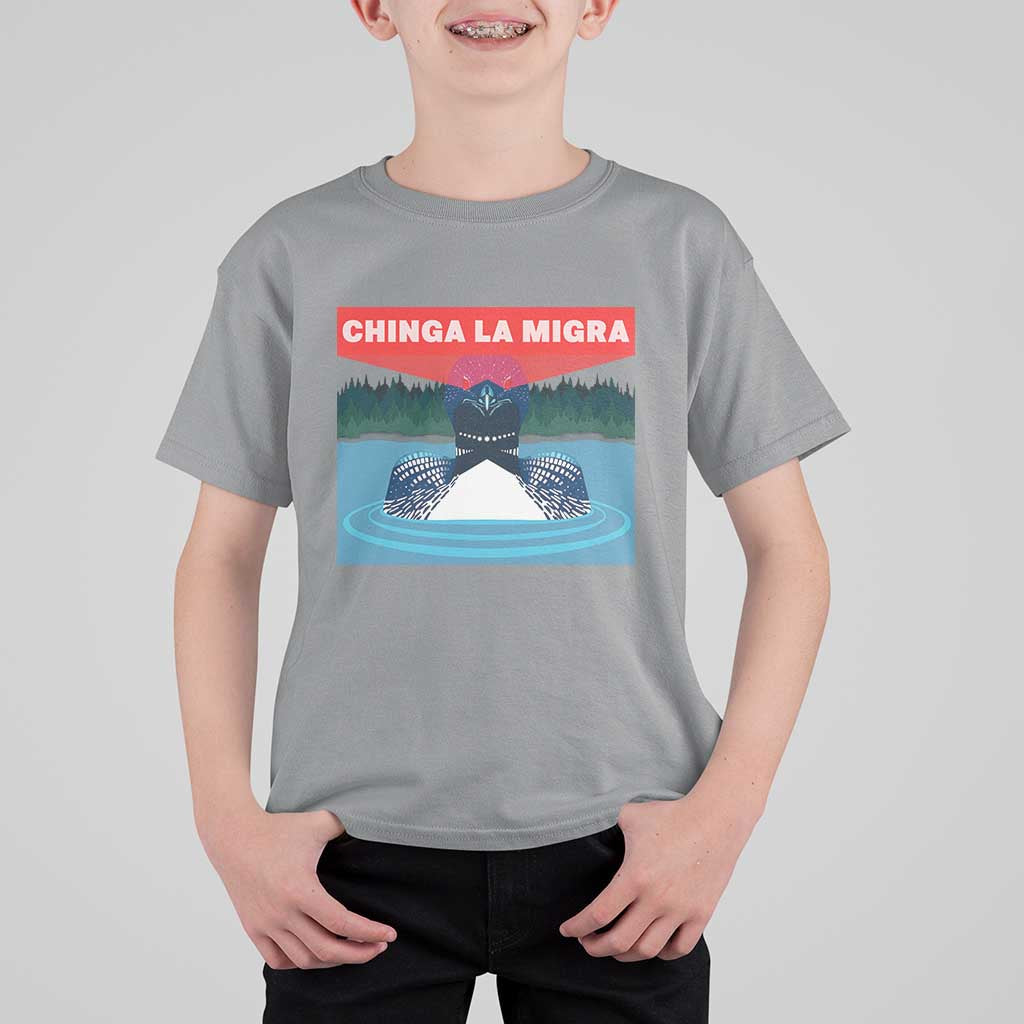 Chinga La Migra Red Eye Laser Loon T Shirt For Kid Political Resist Ice Minnesota Protest
