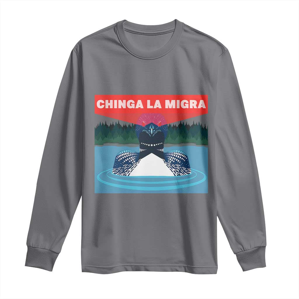 Chinga La Migra Red Eye Laser Loon Long Sleeve Shirt Political Resist Ice Minnesota Protest
