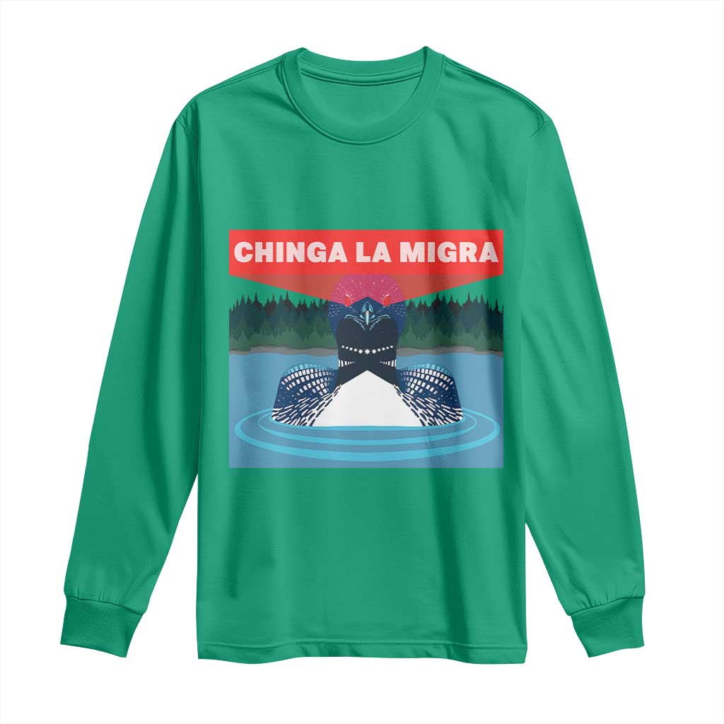 Chinga La Migra Red Eye Laser Loon Long Sleeve Shirt Political Resist Ice Minnesota Protest
