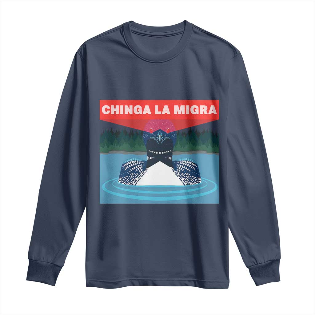 Chinga La Migra Red Eye Laser Loon Long Sleeve Shirt Political Resist Ice Minnesota Protest
