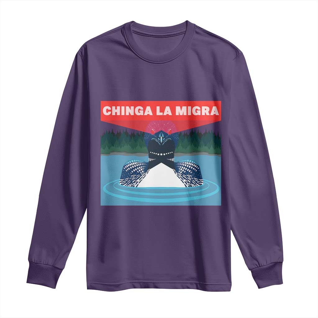 Chinga La Migra Red Eye Laser Loon Long Sleeve Shirt Political Resist Ice Minnesota Protest