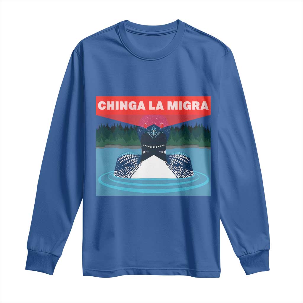 Chinga La Migra Red Eye Laser Loon Long Sleeve Shirt Political Resist Ice Minnesota Protest