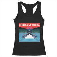 Chinga La Migra Red Eye Laser Loon Racerback Tank Top Political Resist Ice Minnesota Protest