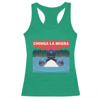 Chinga La Migra Red Eye Laser Loon Racerback Tank Top Political Resist Ice Minnesota Protest