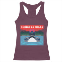 Chinga La Migra Red Eye Laser Loon Racerback Tank Top Political Resist Ice Minnesota Protest