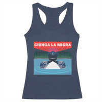 Chinga La Migra Red Eye Laser Loon Racerback Tank Top Political Resist Ice Minnesota Protest
