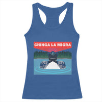 Chinga La Migra Red Eye Laser Loon Racerback Tank Top Political Resist Ice Minnesota Protest