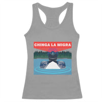 Chinga La Migra Red Eye Laser Loon Racerback Tank Top Political Resist Ice Minnesota Protest