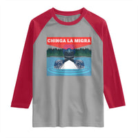Chinga La Migra Red Eye Laser Loon Raglan Shirt Political Resist Ice Minnesota Protest