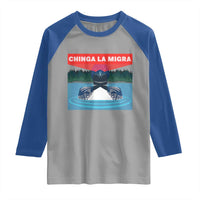 Chinga La Migra Red Eye Laser Loon Raglan Shirt Political Resist Ice Minnesota Protest