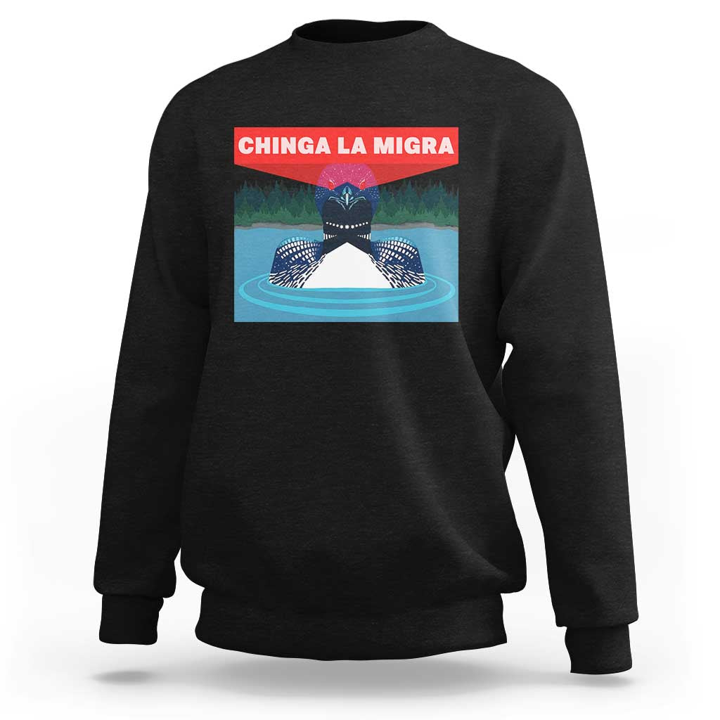Chinga La Migra Red Eye Laser Loon Sweatshirt Political Resist Ice Minnesota Protest