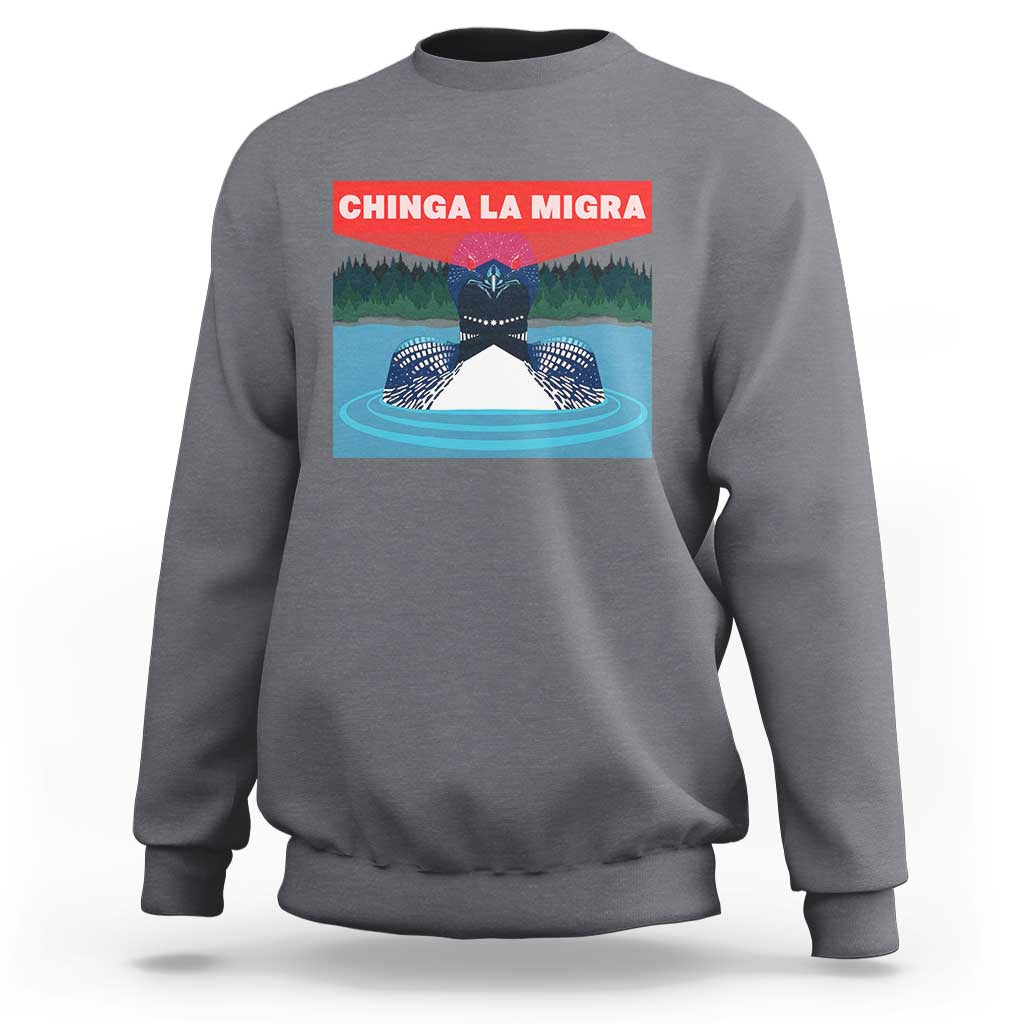 Chinga La Migra Red Eye Laser Loon Sweatshirt Political Resist Ice Minnesota Protest