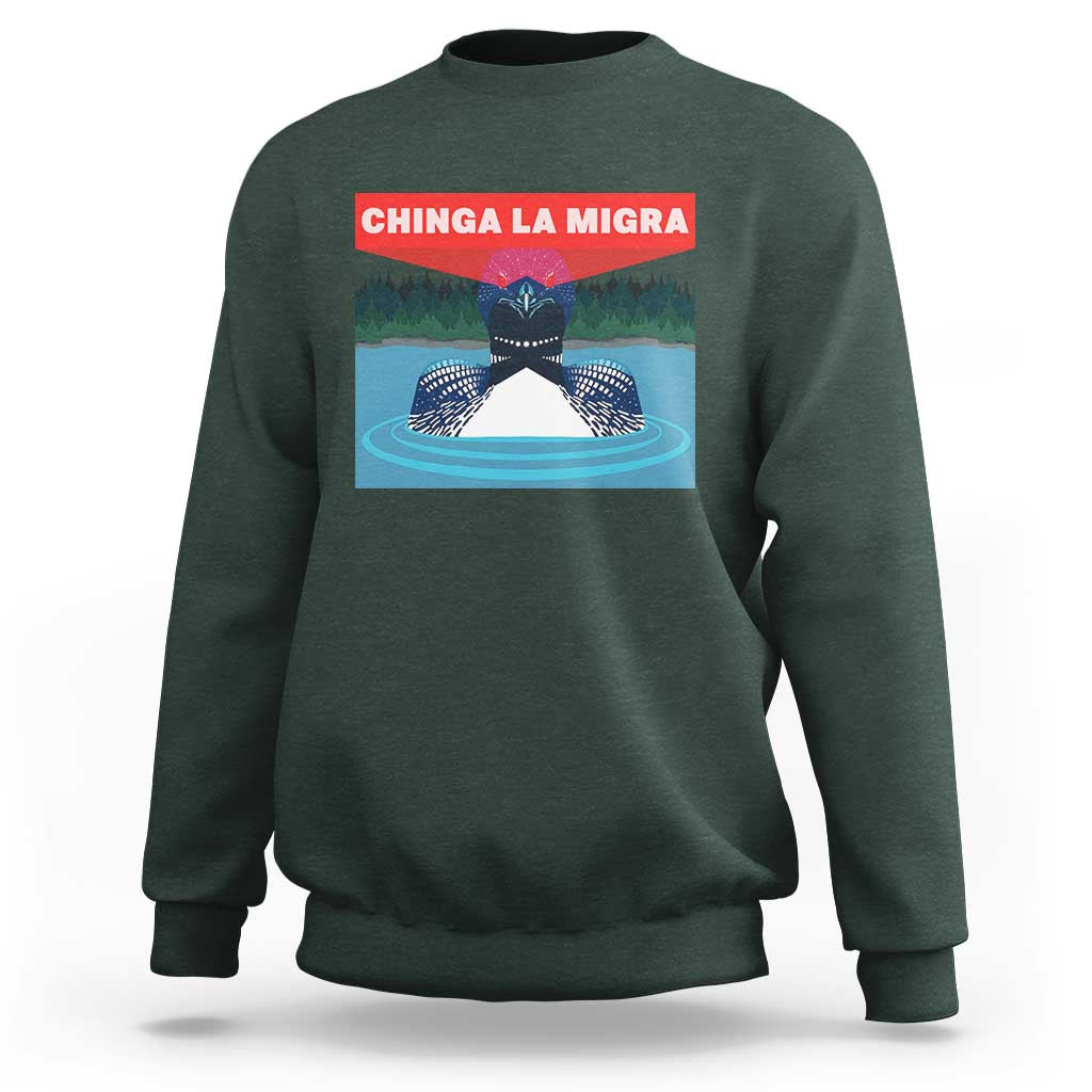 Chinga La Migra Red Eye Laser Loon Sweatshirt Political Resist Ice Minnesota Protest