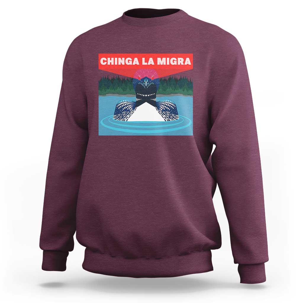 Chinga La Migra Red Eye Laser Loon Sweatshirt Political Resist Ice Minnesota Protest