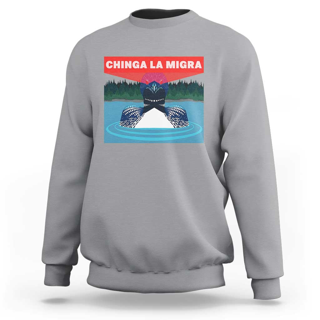 Chinga La Migra Red Eye Laser Loon Sweatshirt Political Resist Ice Minnesota Protest