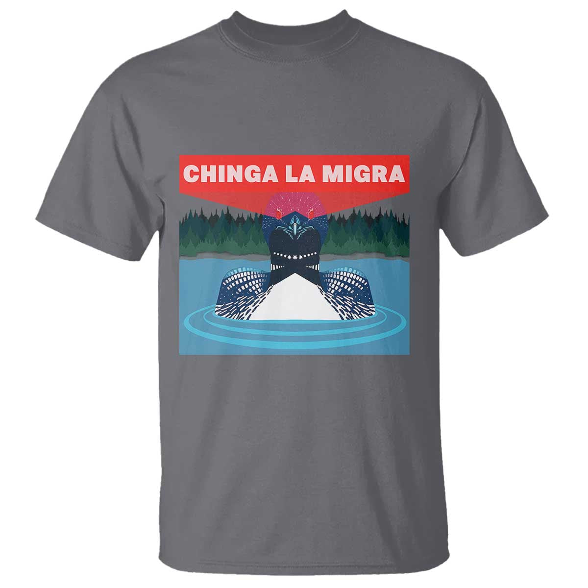 Chinga La Migra Red Eye Laser Loon T Shirt Political Resist Ice Minnesota Protest