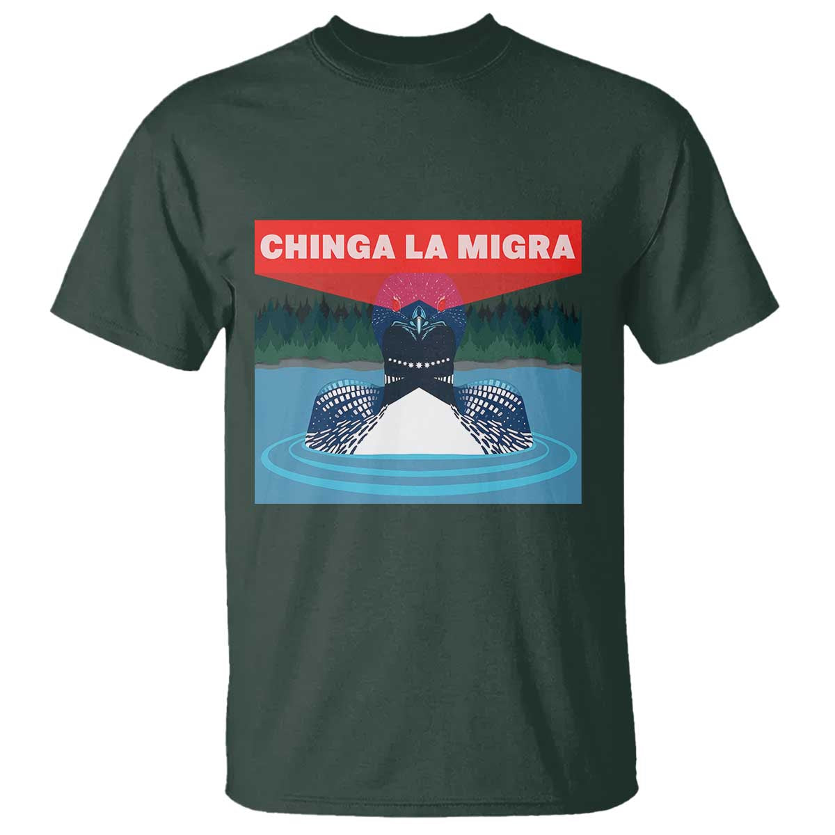 Chinga La Migra Red Eye Laser Loon T Shirt Political Resist Ice Minnesota Protest