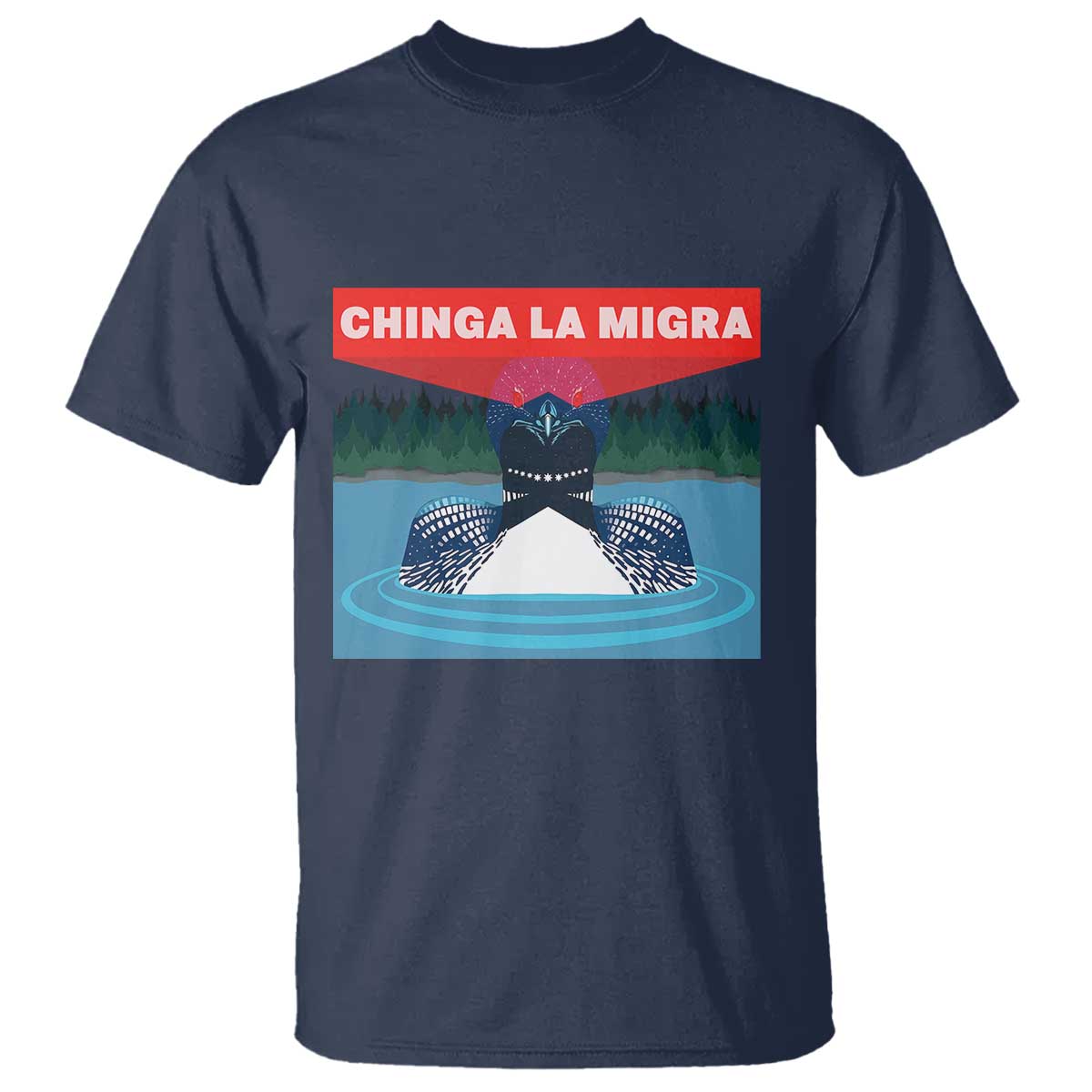 Chinga La Migra Red Eye Laser Loon T Shirt Political Resist Ice Minnesota Protest