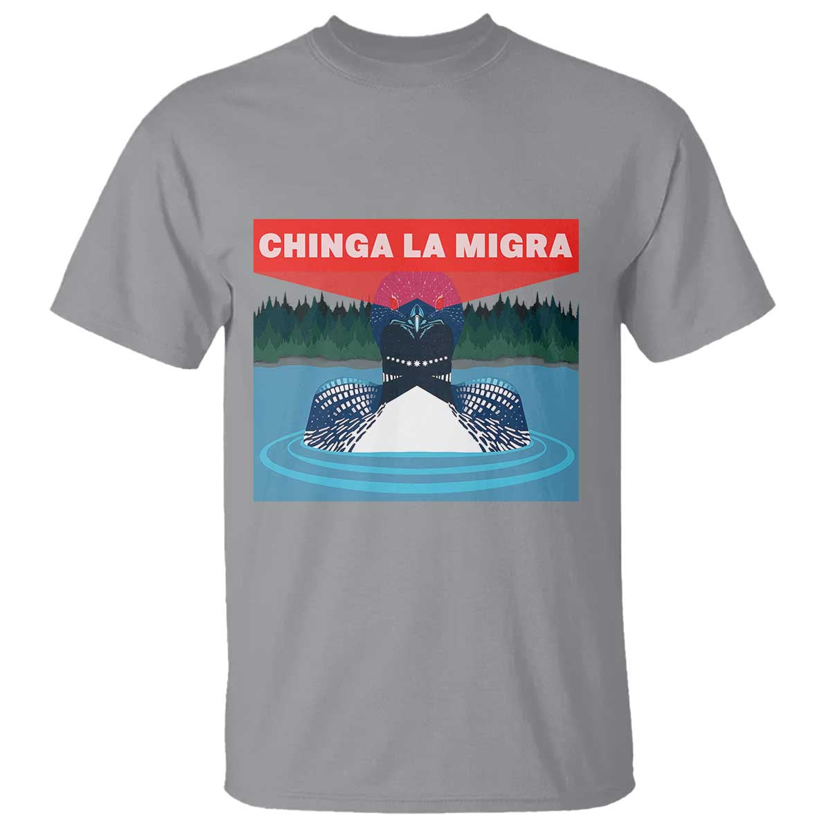 Chinga La Migra Red Eye Laser Loon T Shirt Political Resist Ice Minnesota Protest