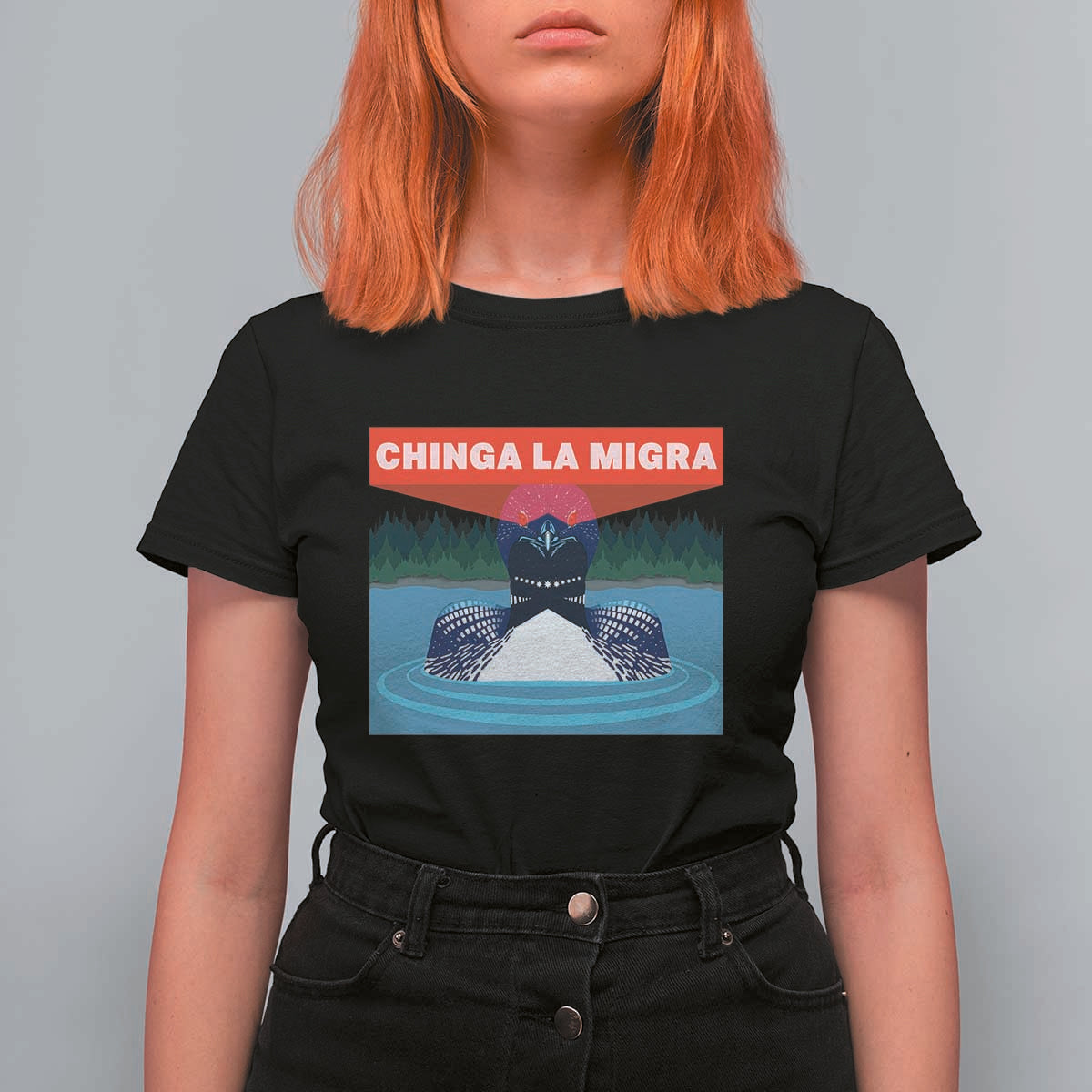 Chinga La Migra Red Eye Laser Loon T Shirt For Women Political Resist Ice Minnesota Protest