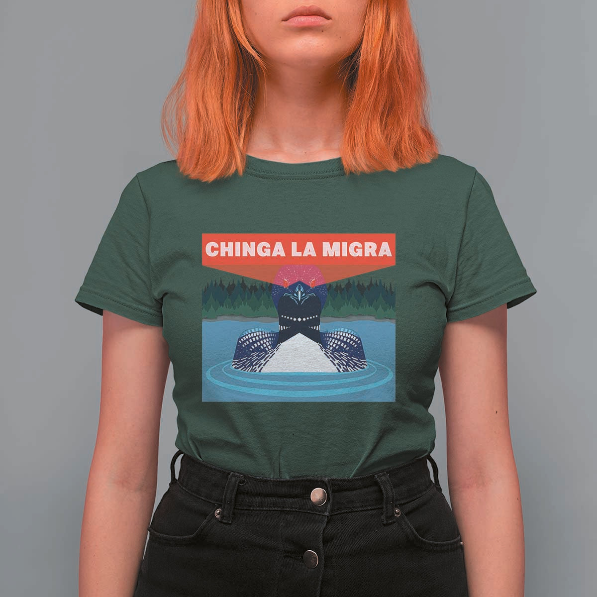 Chinga La Migra Red Eye Laser Loon T Shirt For Women Political Resist Ice Minnesota Protest