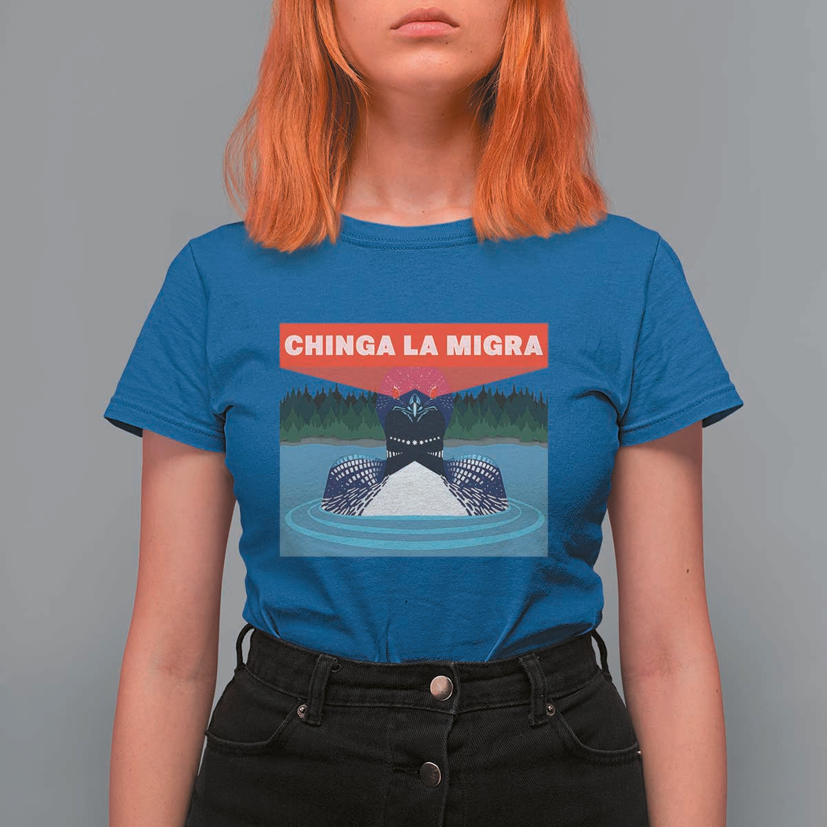 Chinga La Migra Red Eye Laser Loon T Shirt For Women Political Resist Ice Minnesota Protest