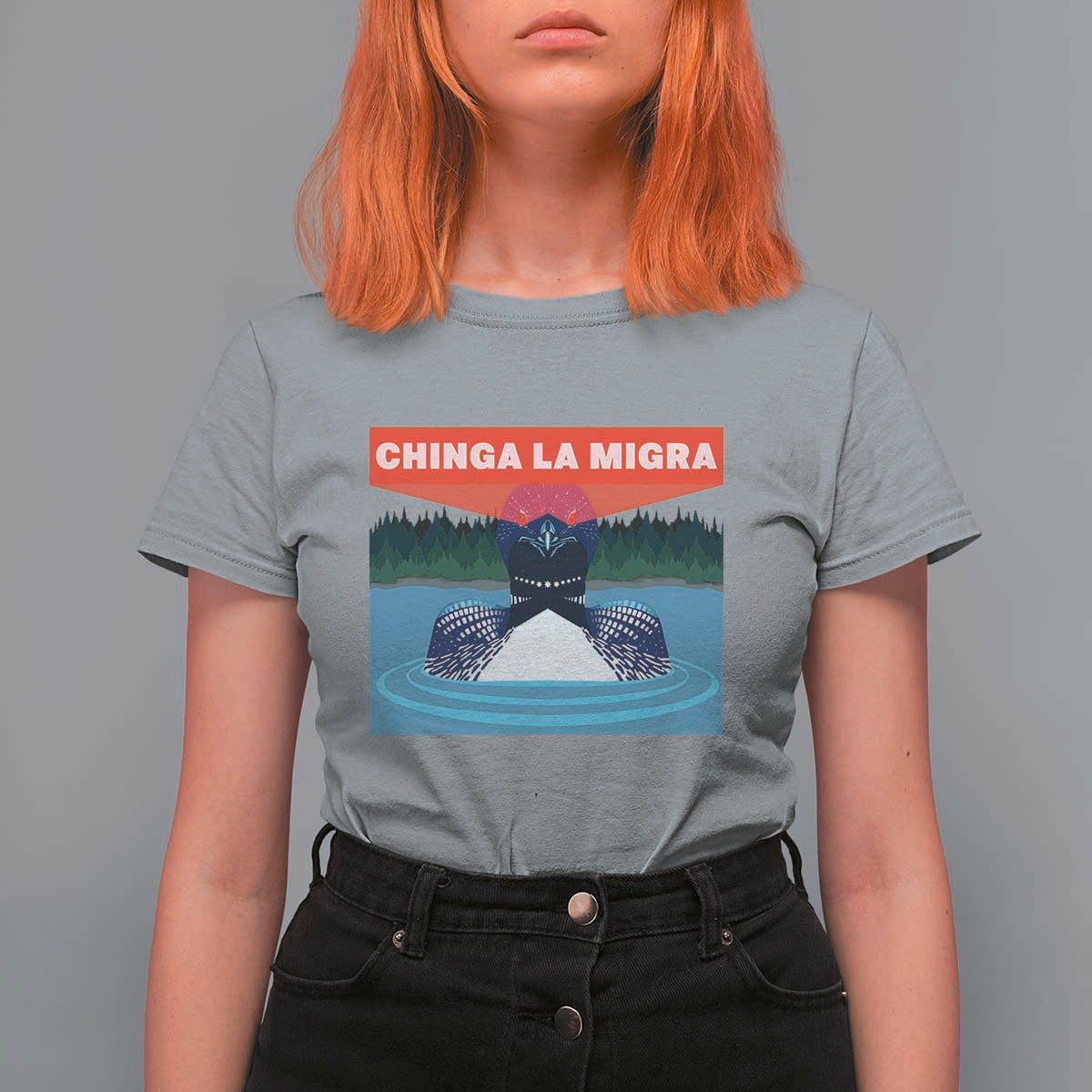 Chinga La Migra Red Eye Laser Loon T Shirt For Women Political Resist Ice Minnesota Protest