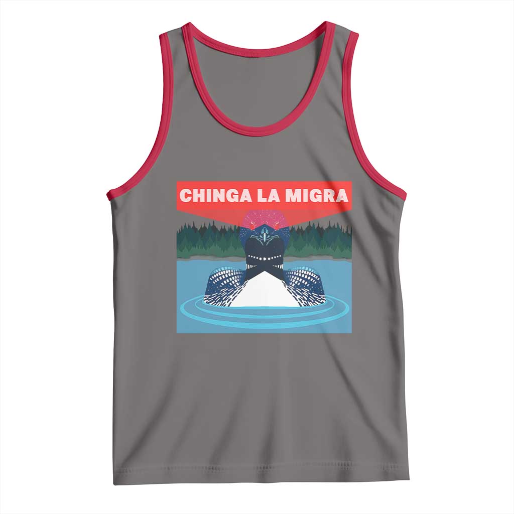 Chinga La Migra Red Eye Laser Loon Tank Top Political Resist Ice Minnesota Protest