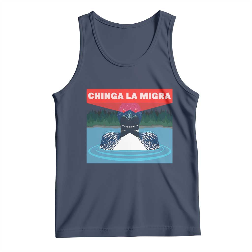 Chinga La Migra Red Eye Laser Loon Tank Top Political Resist Ice Minnesota Protest