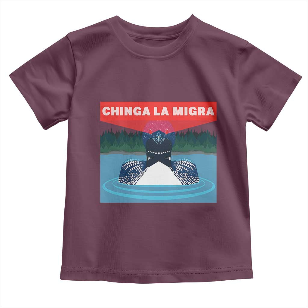 Chinga La Migra Red Eye Laser Loon Toddler T Shirt Political Resist Ice Minnesota Protest