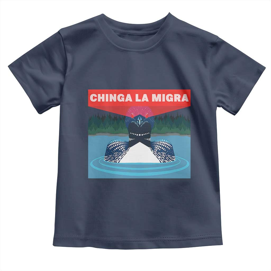 Chinga La Migra Red Eye Laser Loon Toddler T Shirt Political Resist Ice Minnesota Protest