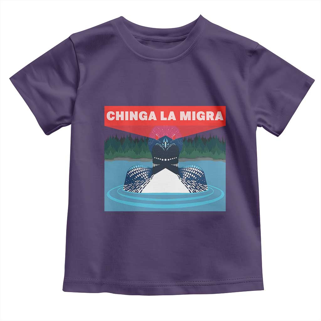 Chinga La Migra Red Eye Laser Loon Toddler T Shirt Political Resist Ice Minnesota Protest