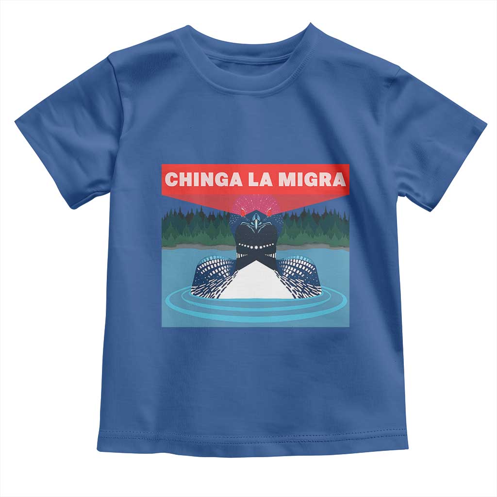 Chinga La Migra Red Eye Laser Loon Toddler T Shirt Political Resist Ice Minnesota Protest