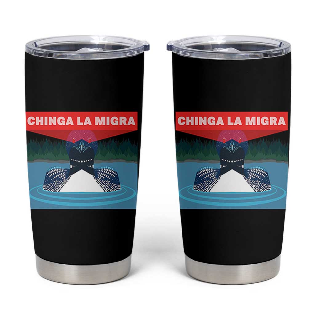 Chinga La Migra Red Eye Laser Loon Tumbler Cup Political Resist Ice Minnesota Protest