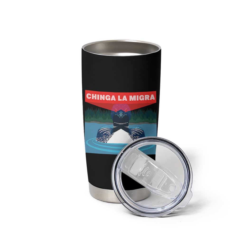 Chinga La Migra Red Eye Laser Loon Tumbler Cup Political Resist Ice Minnesota Protest