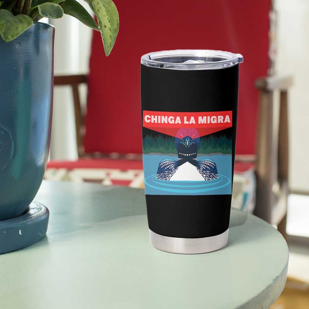 Chinga La Migra Red Eye Laser Loon Tumbler Cup Political Resist Ice Minnesota Protest