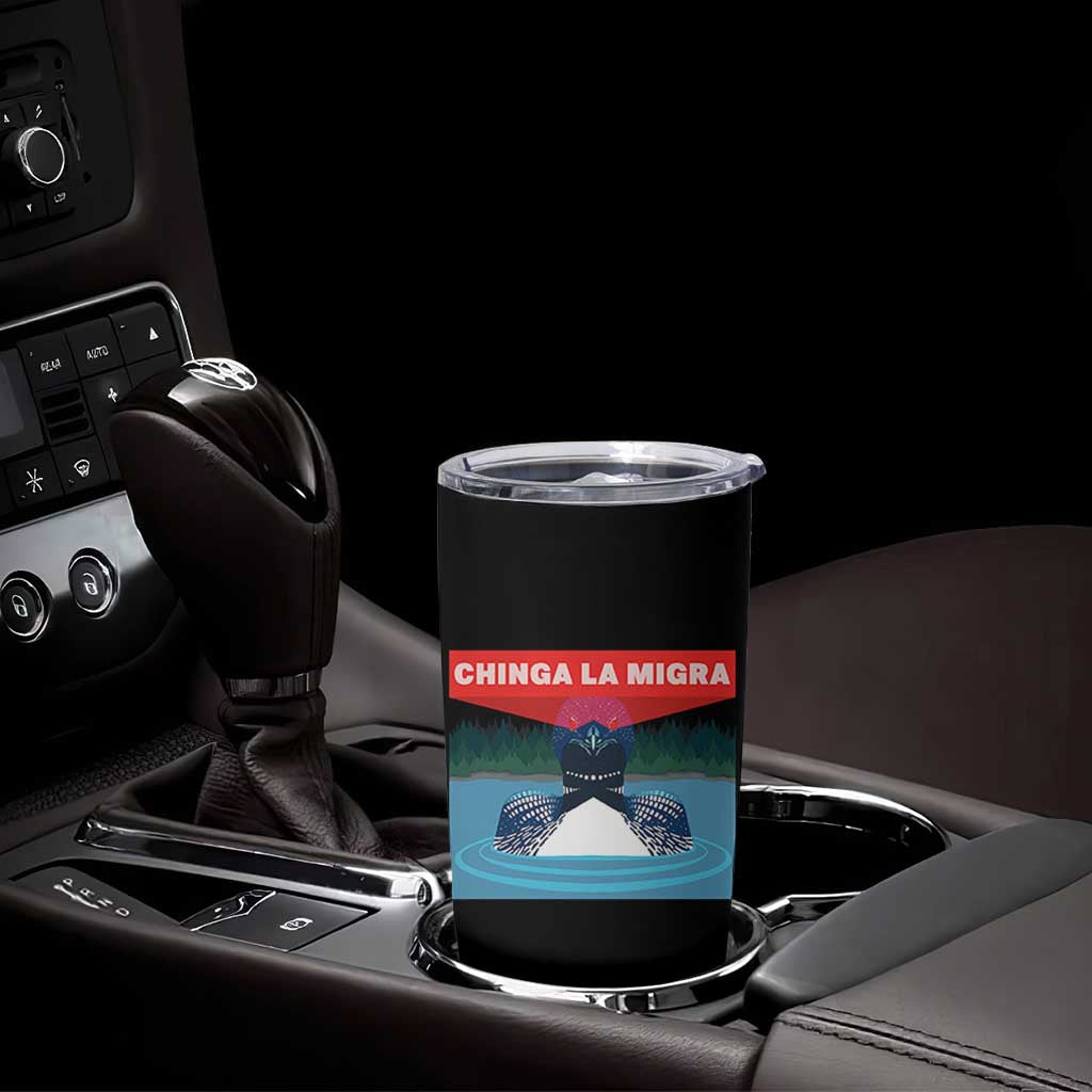Chinga La Migra Red Eye Laser Loon Tumbler Cup Political Resist Ice Minnesota Protest