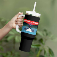 Chinga La Migra Red Eye Laser Loon Tumbler With Handle Political Resist Ice Minnesota Protest