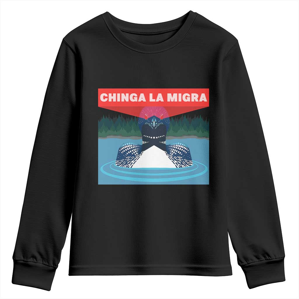 Chinga La Migra Red Eye Laser Loon Youth Sweatshirt Political Resist Ice Minnesota Protest