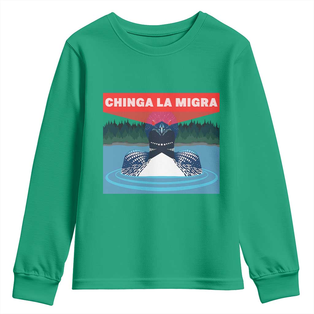 Chinga La Migra Red Eye Laser Loon Youth Sweatshirt Political Resist Ice Minnesota Protest