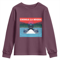 Chinga La Migra Red Eye Laser Loon Youth Sweatshirt Political Resist Ice Minnesota Protest