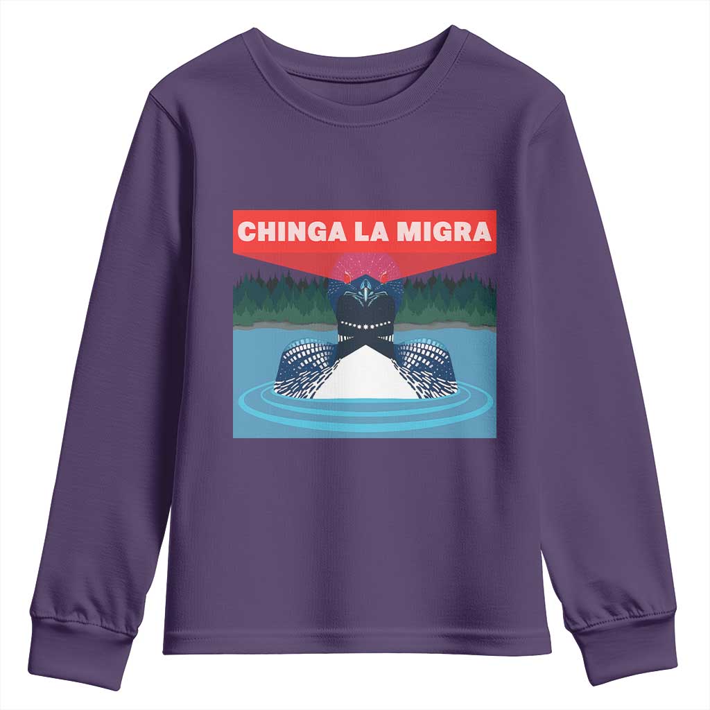 Chinga La Migra Red Eye Laser Loon Youth Sweatshirt Political Resist Ice Minnesota Protest