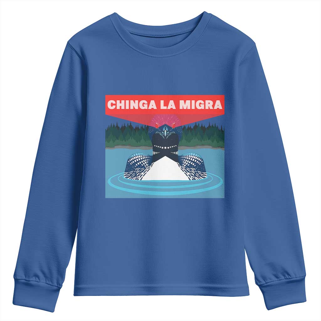 Chinga La Migra Red Eye Laser Loon Youth Sweatshirt Political Resist Ice Minnesota Protest
