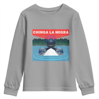 Chinga La Migra Red Eye Laser Loon Youth Sweatshirt Political Resist Ice Minnesota Protest